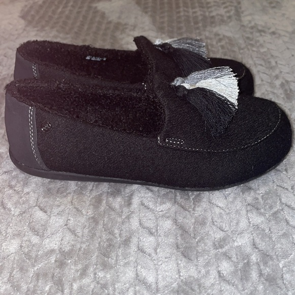 Spenco Hearthside Slipper Black Womens Sz 7W Orthotic Felted Wool Upper Fleece - Picture 4 of 9